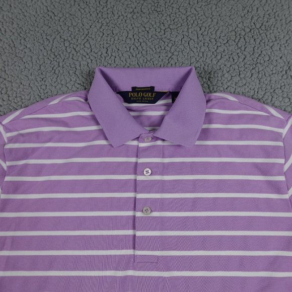VTG Polo Golf Ralph Lauren Performance Shirt Mens Medium Purple Striped Polo - Picture 4 of 11